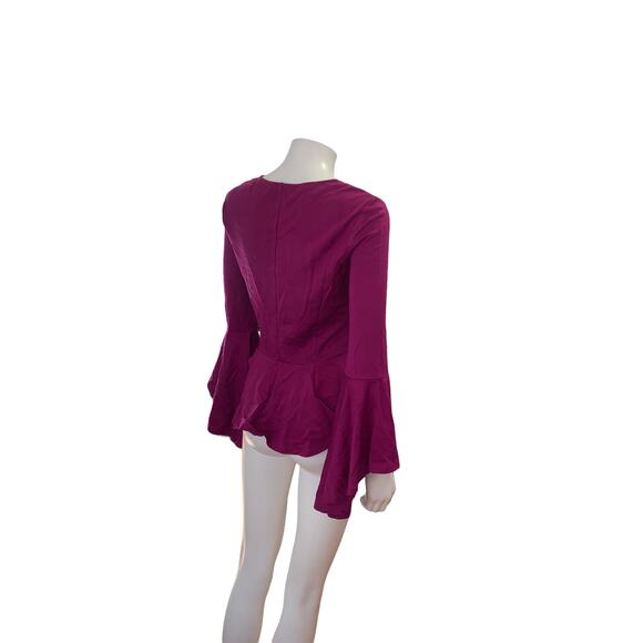 Lulu's Drama Mama Magenta Flounce Bell Sleeve Peplum Blouse M NWT - Picture 6 of 6
